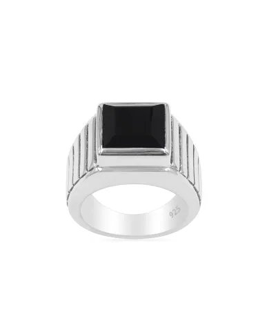 Men's Black Onyx Ring in 925 Sterling Silver Handmade Statement Jewelry