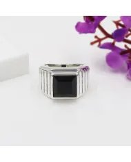 Men's Black Onyx Ring in 925 Sterling Silver Handmade Statement Jewelry