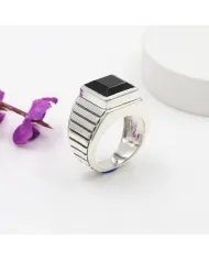 Men's Black Onyx Ring in 925 Sterling Silver Handmade Statement Jewelry