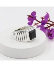 Men's Black Onyx Ring in 925 Sterling Silver Handmade Statement Jewelry