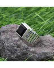 Men's Black Onyx Ring in 925 Sterling Silver Handmade Statement Jewelry