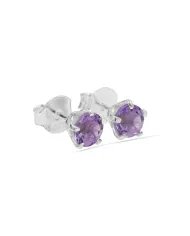 Amethyst Stud Earrings in 925 Sterling Silver Handmade Gemstone Jewelry