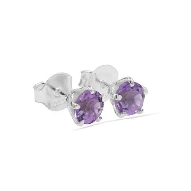 Amethyst Stud Earrings in 925 Sterling Silver Handmade Gemstone Jewelry