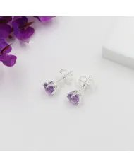 Amethyst Stud Earrings in 925 Sterling Silver Handmade Gemstone Jewelry