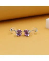 Amethyst Stud Earrings in 925 Sterling Silver Handmade Gemstone Jewelry
