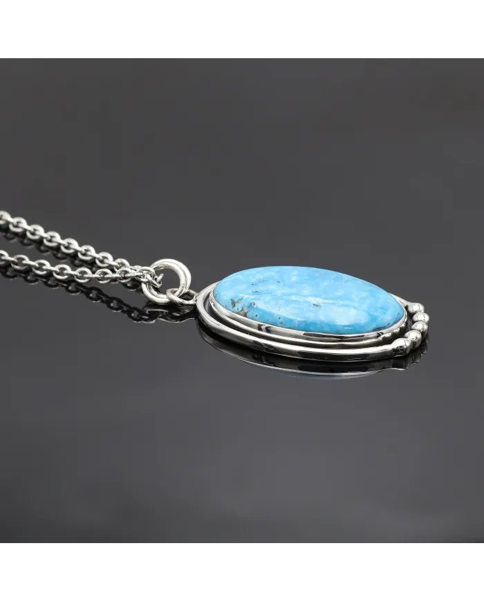 Arizona Turquoise Pendant in 925 Sterling Silver Handmade Jewelry