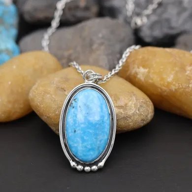 Arizona Turquoise Pendant in 925 Sterling Silver Handmade Jewelry