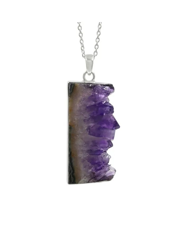 Amethyst Druzy Pendant 925 Sterling Silver Handmade Gemstone Gift