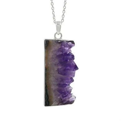 Amethyst Druzy Pendant 925 Sterling Silver Handmade Gemstone Gift