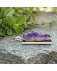 Amethyst Druzy Pendant 925 Sterling Silver Handmade Gemstone Gift