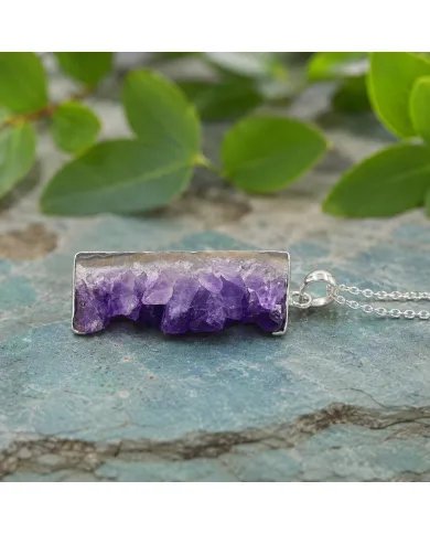 Amethyst Druzy Pendant 925 Sterling Silver Handmade Gemstone Gift