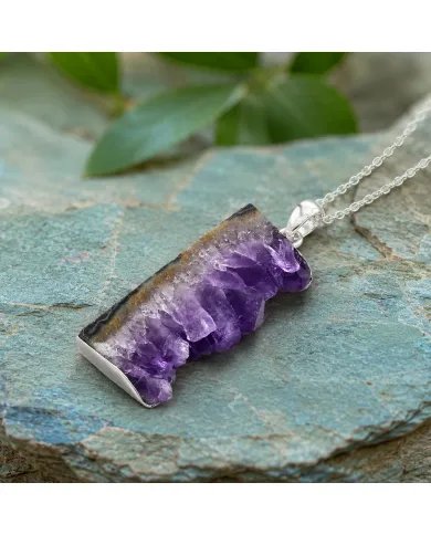 Amethyst Druzy Pendant 925 Sterling Silver Handmade Gemstone Gift