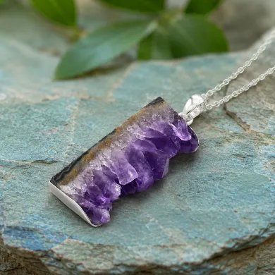 Amethyst Druzy Pendant 925 Sterling Silver Handmade Gemstone Gift
