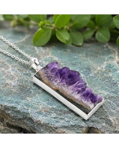Amethyst Druzy Pendant 925 Sterling Silver Handmade Gemstone Gift