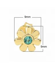 Emerald Flower Stud Earrings in Gold Plated 925 Sterling Silver