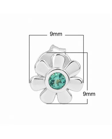 Emerald Flower Stud Earrings - 925 Sterling Silver Handmade Minimalist