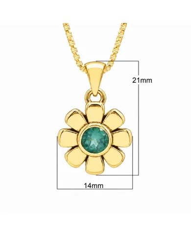 Gold Plated Emerald Gemstone Pendant | 925 Silver Blossom Jewelry