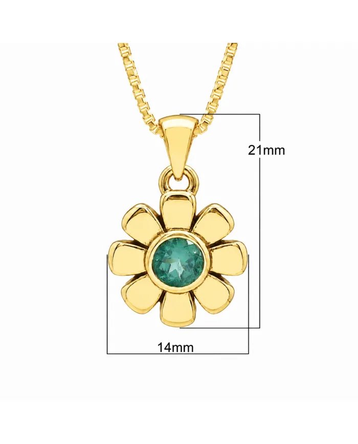 Gold Plated Emerald Gemstone Pendant | 925 Silver Blossom Jewelry