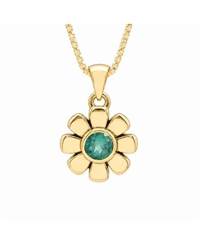 Gold Plated Emerald Gemstone Pendant | 925 Silver Blossom Jewelry