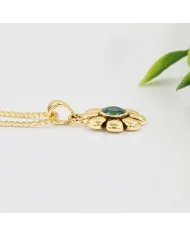 Gold Plated Emerald Gemstone Pendant | 925 Silver Blossom Jewelry