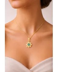 Gold Plated Emerald Gemstone Pendant | 925 Silver Blossom Jewelry