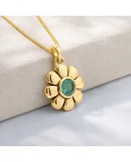 Gold Plated Emerald Gemstone Pendant | 925 Silver Blossom Jewelry