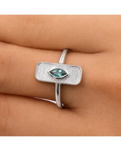 Marquise Cut Emerald Ring - 925 Sterling Silver Unique Fine Jewelry