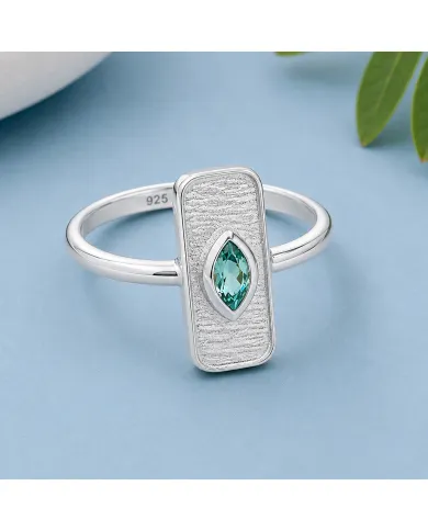 Marquise Cut Emerald Ring - 925 Sterling Silver Unique Fine Jewelry
