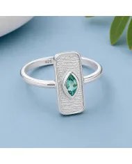 Marquise Cut Emerald Ring - 925 Sterling Silver Unique Fine Jewelry
