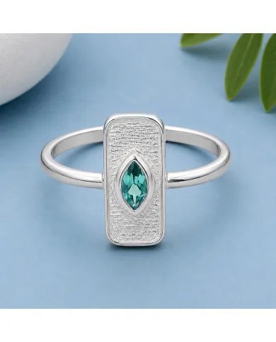 Marquise Cut Emerald Ring - 925 Sterling Silver Unique Fine Jewelry
