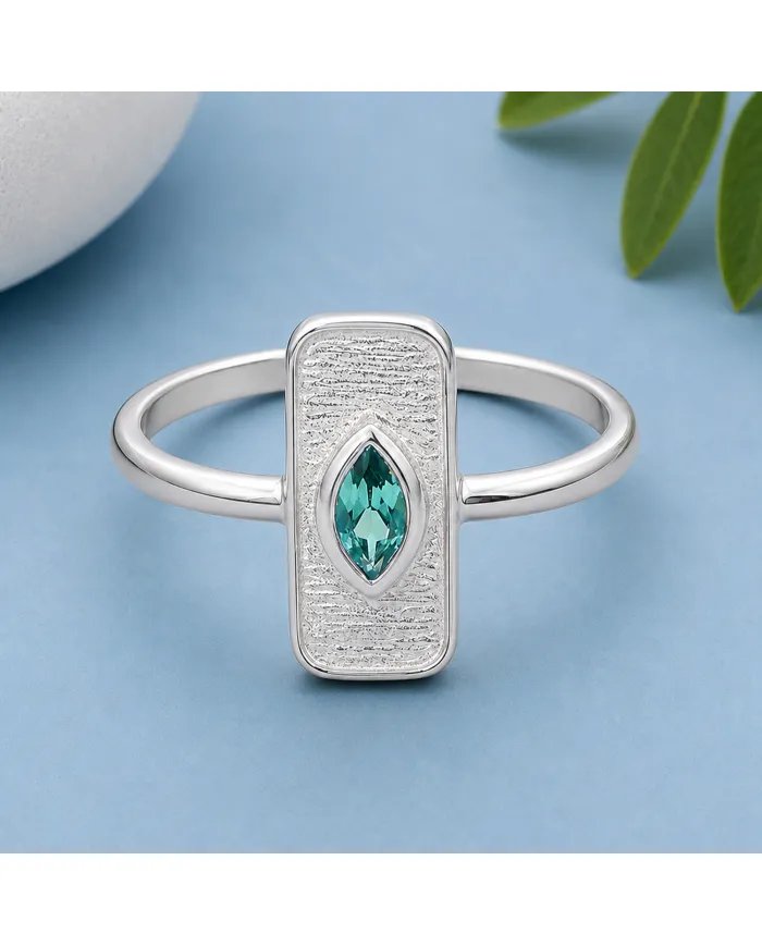 Marquise Cut Emerald Ring - 925 Sterling Silver Unique Fine Jewelry