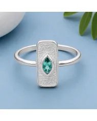 Marquise Cut Emerald Ring - 925 Sterling Silver Unique Fine Jewelry