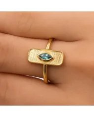 Gold Plated Marquise Cut Emerald Ring - 925 Sterling Silver Jewelry