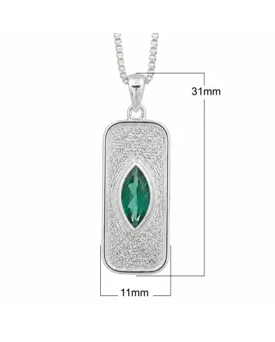Green Emerald Marquise Pendant in 925 Sterling Silver Handmade Jewelry