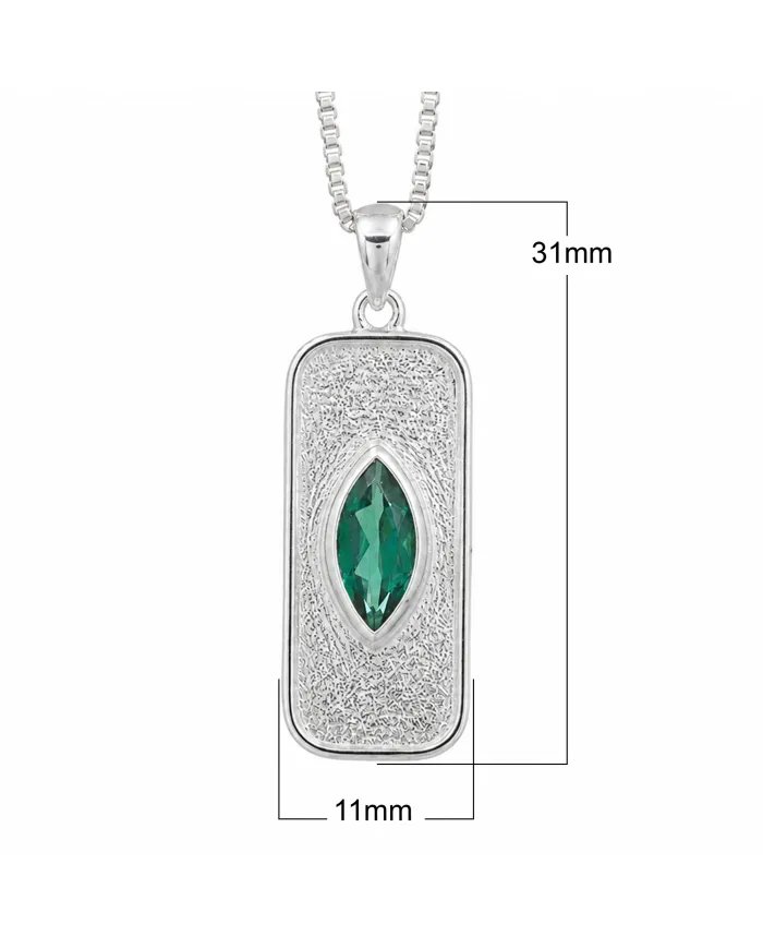 Green Emerald Marquise Pendant in 925 Sterling Silver Handmade Jewelry