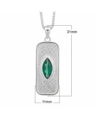 Green Emerald Marquise Pendant in 925 Sterling Silver Handmade Jewelry