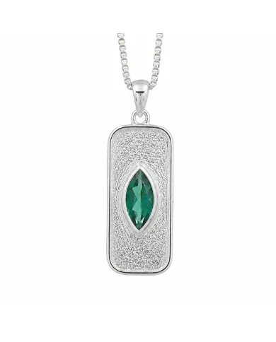 Green Emerald Marquise Pendant in 925 Sterling Silver Handmade Jewelry