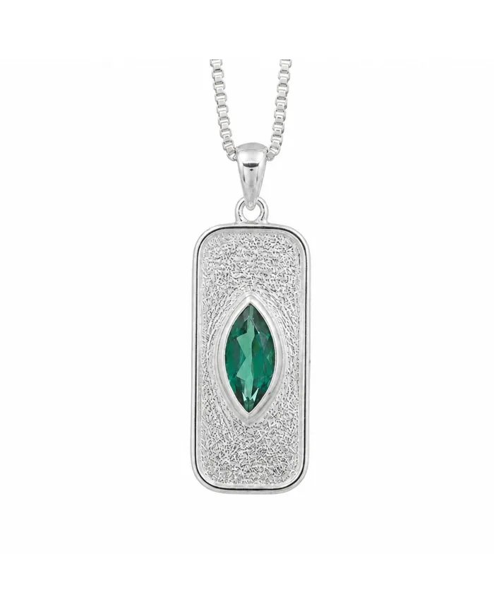 Green Emerald Marquise Pendant in 925 Sterling Silver Handmade Jewelry
