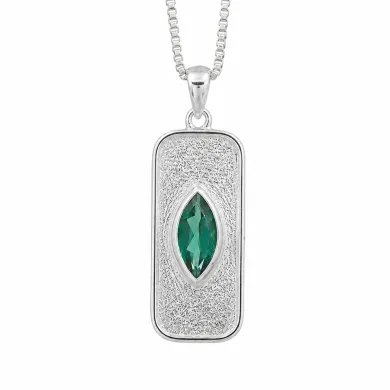 Green Emerald Marquise Pendant in 925 Sterling Silver Handmade Jewelry