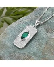 Green Emerald Marquise Pendant in 925 Sterling Silver Handmade Jewelry