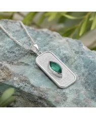 Green Emerald Marquise Pendant in 925 Sterling Silver Handmade Jewelry