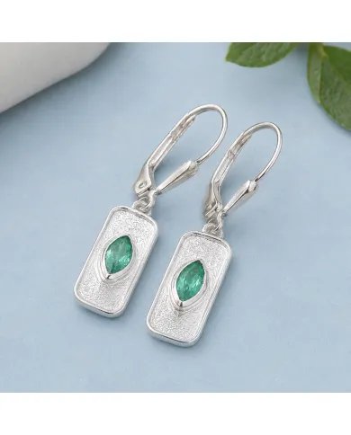 Emerald Earrings Marquise Cut - 925 Sterling Silver Handmade Jewelry