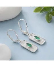 Emerald Earrings Marquise Cut - 925 Sterling Silver Handmade Jewelry