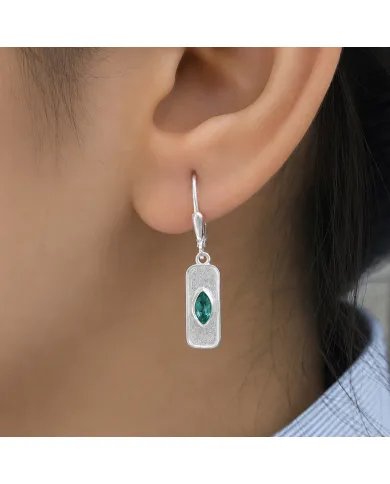 Emerald Earrings Marquise Cut - 925 Sterling Silver Handmade Jewelry