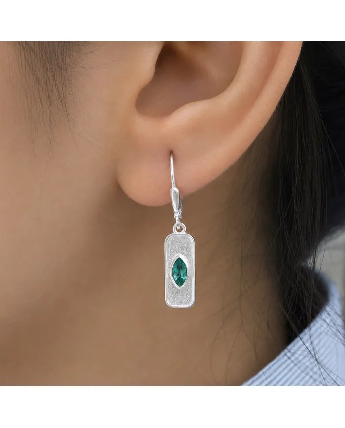 Emerald Earrings Marquise Cut - 925 Sterling Silver Handmade Jewelry