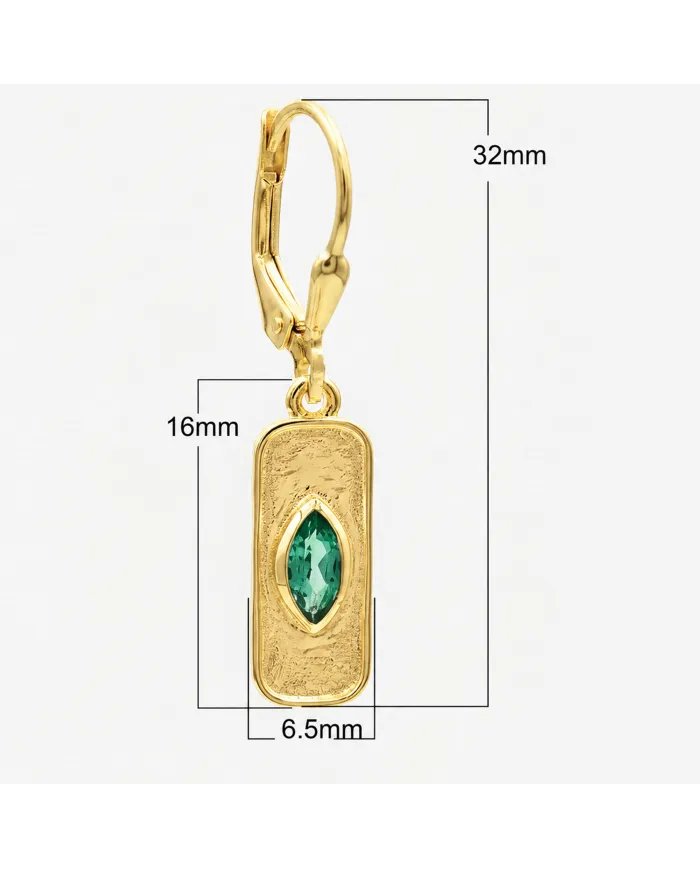 Gold Plated Emerald Marquise Cut Earrings in 925 Sterling Silver