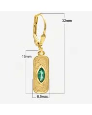 Gold Plated Emerald Marquise Cut Earrings in 925 Sterling Silver