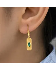 18K Gold-Plated Emerald Marquise-Cut Earrings, Silver Jewelry for Her