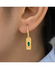 Gold Plated Emerald Marquise Cut Earrings in 925 Sterling Silver