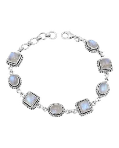 Moonstone Bracelet 925 Sterling Silver - Handmade Boho Style Jewelry